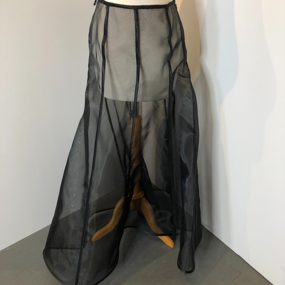 Giorgio Armani Vintage Black Sheer Long Skirt